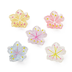 (52) Непрозрачная лаванда Непрозрачные кабошоны из смолы, цветы, разноцветные, 27x26.5x8 мм