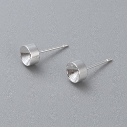 Серебро 304 Настройки серьги из нержавеющей стали, для остроконечного горного хрусталя, серебряные, пригодный для 5 мм горный хрусталь, 14.5x6 мм, штифты : 0.8 мм