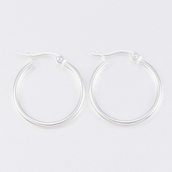 Серебро Серьги из 304 нержавеющей стали, серебряные, 47x44x2 мм, штифты : 1x0.8 мм