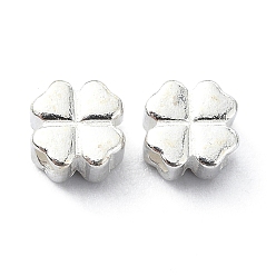 Серебро 925 стерлингов серебряные шарики Spacer, Четыре листа клевера, серебряные, 5x5x3 мм