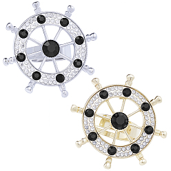 Anchor & Helm 2 шт. 2 цветные зажимы для галстука со стразами из сплава, платиной и золотом, якорь и штурвал, 36.5 мм, 1 шт / цвет