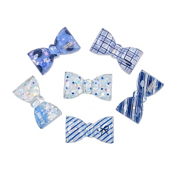 Bowknot Прозрачные смолы кабошоны, с блестка, бантом, 18x32x7 мм