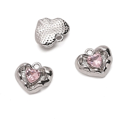 Сердце Стеклянные подвески, со сплавочной фурнитурой, платина, розовые, сердце, 14x16 мм