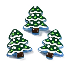 Темно-Зеленый Бусины лэмпворк ручной работы новогодняя тема, Рождественские елки, темно-зеленый, 25~26.5x18.5~22.5x6.5~7.5 мм, отверстие : 1.6~1.8 мм