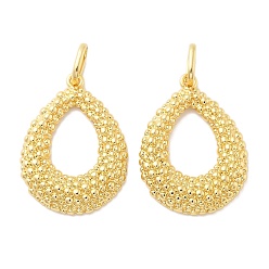 Настоящее золото 18K Латунные подвески, слеза, без кадмия и без свинца, стойки покрытие, долговечный, с целью перехода в кольце, реальный 18 k позолоченный, 44x31.5x6 мм, отверстие : 10.5x7 мм