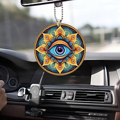 Разноцветный Акриловый плоский круглый с подвесными украшениями в виде цветов и глаз, для внутреннего зеркала заднего вида автомобиля подвесной орнамент, красочный, 70 мм