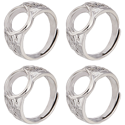 Платина 8шт. латунные регулируемые кольцевые соединения, Настройки колодки кольцо, плоско-круглые, платина, внутренний диаметр: 18 мм, лоток : 10 мм