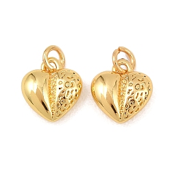 Настоящее золото 18K Латунь прелести, сердце прелести, без свинца и без кадмия, стойки покрытие, долговечный, реальный 18 k позолоченный, 9.5x8.5x3 мм, Перейти кольцо: 4x0.8 мм, внутренний диаметр: 2.5 мм