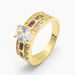 Золотой Кубические кольца из циркония, с синтетическим опалом и медными находками, долговечный, овальные, Размер 7, прозрачные, золотые, 17.5 мм