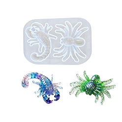 White DIY Silicone Molds, Insect, Resin Casting Molds, for UV Resin, Epoxy Resin Craft Making, White, 73x80x15mm, Inner Diameter: 59~62x25~36mm