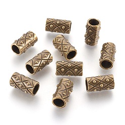 Antique Bronze Tibetan Style Alloy Beads, Tube, Antique Bronze, Lead Free & Cadmium Free, 17x10mm, Hole: 7mm