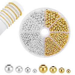 Золотой & Серебряный 8 гладкие круглые бусины из латуни, распорные швы со швом, золотой и серебряный, 3~6 мм, отверстие : 1~2.5 мм