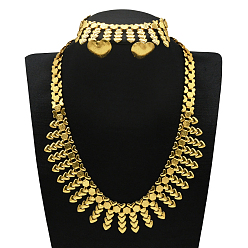 Сердце Комплекты из цепочек из сплава, серег-гвоздиков и браслетов, золотые, сердце, 430мм и 192мм и 20x15мм