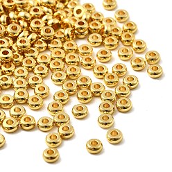 Золотой Латунные бусины, долговечный, стойки покрытие, плоско-круглые, золотые, 4x2 мм, отверстие : 1.6 мм