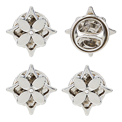 Платина 20 шт. Застежки для значков в виде цветов из сплава со стразами для рюкзака и одежды, платина, 15x15 мм