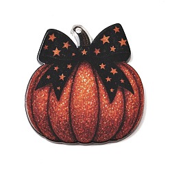 Сиена Печатные акриловые подвески, бантом, цвет охры, 37x35x2.5 мм, отверстие : 1.6 мм