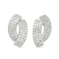 Платина Серьги-гвоздики из латуни с микро-паве из прозрачного кубического циркония для женщин, без кадмия и без свинца, долговечный, самородки, платина, 15x9 мм