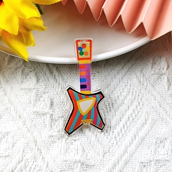 Musical Instruments Большие подвески на акриловых музыкальных инструментах с красочным принтом, гитар, 55x25 мм