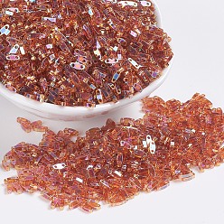 (QTL257) Transparent Topaz AB Миюки четверть бусины тила, японский бисер, 2-луночное, (qtl 257) прозрачный топаз ab, 5x1.2x1.9 мм, отверстие : 0.8 мм, Около 480 шт / 10 г