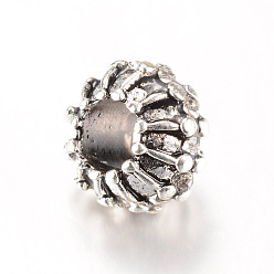 Кристалл Европейские бусины, сплав, стразы , бусины с большим отверстием, рондель, кристалл, 10x7~8 мм, отверстие : 5 мм