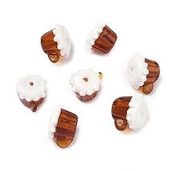 Белый Бусины лэмпворк , имитация еды, пудинг из пшеничного пива, белые, 17x14x11.5 мм, отверстие : 1.4 мм