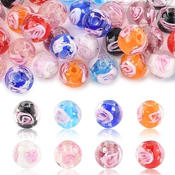 (52) Непрозрачная лаванда 32шт 8 цвета бусины ручной работы с внутренним светящимся цветком в технике лэмпворк, круглые, разноцветные, 8 мм, отверстие : 1 мм, 4 шт / цвет