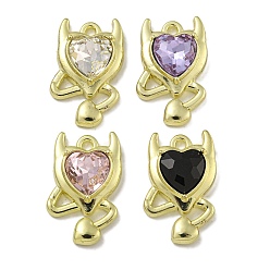 Золотой Подвески из сплава со стразами, без свинца, без кадмии и без никеля, дьявольские чары, сердце, золотые, 21.5x13.5x5 мм, отверстие : 1.8 мм