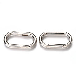 Platinum Zinc Alloy Spring Gate Rings, Oval, Platinum, 44x25x5mm, Inner Diameter: 34.5x16mm