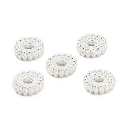 Серебро Бусины разделители из сплава , стойки покрытие, без свинца и без кадмия, плоско-круглые, серебряные, 6.5x1.5 мм, отверстие : 1.2 мм