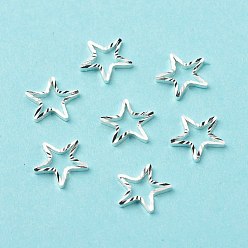 Посеребрённый Латунные соединительные колечки, долговечный, без кадмия и без свинца, звезда, 925 серебро покрытием, 7.5x8x1 мм, внутренний диаметр: 5x5 мм