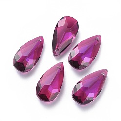 Фуксиновый Стеклянные стразы подвески, граненые, слеза, красно-фиолетовые, 23.5x12x6.5 мм, отверстие : 1.5 мм