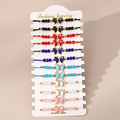 Обезьяна Наборы браслетов из сплава и эмали, плетеные браслеты из бисера для женщин, со стеклом, обезьяна, внутренний диаметр: 3-1/8 дюйм (8 см)