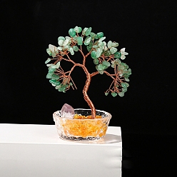 Зеленый Авантюрин Украшения для елки из натуральной аметистовой крошки, Медная проволока, энергетический камень по фен-шуй, подарок для украшения домашнего рабочего стола, 135 мм