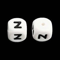 Letter Z 20Pcs White Cube Letter Silicone Beads 12x12x12mm Square Dice Alphabet Beads with 2mm Hole Spacer Loose Letter Beads for Bracelet Necklace Jewelry Making, Letter.Z, 12mm, Hole: 2mm