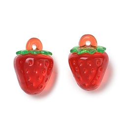 Red Transparent Acrylic Pendants, Strawberry Charms, Red, 18.5x13.5mm, Hole: 1.4mm
