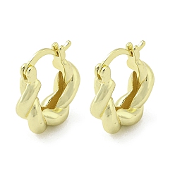 Golden Rack Plating Brass Twist Rope Hoop Earrings, Cadmium Free & Lead Free, Golden, 23.5x7mm