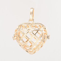 Light Gold Экологически чистые латунные подвески с полыми сердечками, для ожерелья, без кадмия, без никеля и без свинца, золотой свет, 31x32x16 мм, отверстия: 9x4 мм, внутренний: 26x23 мм