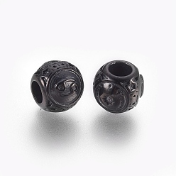 Черный Цвет Металла 316 европейские бусины из хирургической нержавеющей стали, бусины с большим отверстием, рондель, рак, металлический черный , 10x9 мм, отверстие : 4 мм
