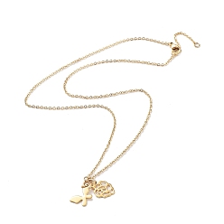 Real 18K Gold Plated Ion Plating(IP) Grape Pendant Necklaces, 304 Stainless Steel Necklace, Real 18K Gold Plated, 17.76 inch(45.1cm)
