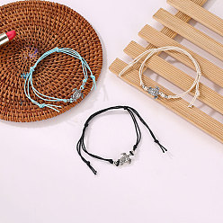 (52) Непрозрачная лаванда 3шт. регулируемые браслеты из сплава черепахового цвета из пенькового шнура, разноцветные, внутренний диаметр: 13-3/8 дюйм (340 мм)