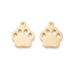 Золотой 304 прелести нержавеющей стали, лазерная резка, собака след, золотые, 12.5x10x1 мм, отверстие : 1.2 мм