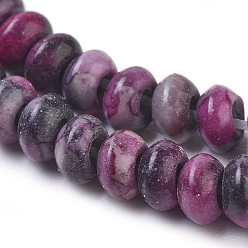 Tief rosa Synthetische Erzperlenstränge, gefärbt, Rondell, tief rosa, 4x2 mm, Bohrung: 1 mm, ca. 155 Stk. / Strang, 14.96 Zoll (38 cm)