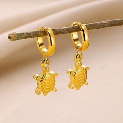 Turtle 304 серьги из нержавеющей стали для женщин, реальный 18 k позолоченный, черепаха, 31x10.5 мм