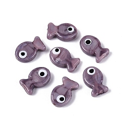 Серо-розавый Бусины лэмпворк , рыба, увядшая роза, 20~21x13~14x4.5~6 мм, отверстие : 1.2~1.8 мм