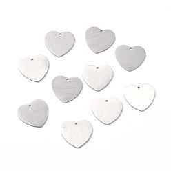 Нержавеющая Сталь Цвет Устойчивые к потускнению 304 подвески из нержавеющей стали, двухсторонний подъемный стол, пустая бирка с матовой отделкой, сердце, цвет нержавеющей стали, 19x20x1 мм, отверстие : 1.5 мм