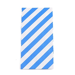 Blue Kraft Paper Bags, No Handles, Storage Bags, White Stripe Pattern, Wedding Party Birthday Gift Bag, Blue, 17.8x9x6.2cm