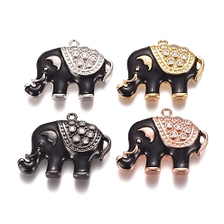 (52) Непрозрачная лаванда Латунные микропаве прозрачные подвески с фианитом, с эмалью, слон, разноцветные, 25x31x4 мм, отверстие : 1.7 мм
