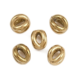 Настоящее золото 18K 304 из нержавеющей стали бусы, овальные, ионное покрытие (ip), реальный 18 k позолоченный, 7x5.5x5.5 мм, отверстие : 3.5x2 мм