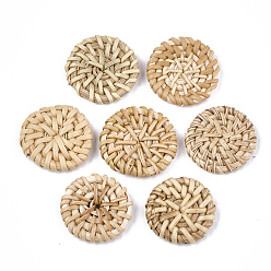 BurlyWood Reed caña / cuentas tejidas de ratán, Para hacer pendientes de paja y collares., sin agujero / sin perforar, plano y redondo, burlywood, 30~35x5~7 mm