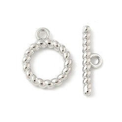 Платина Застежка тоггл из сплава, без кадмия и без свинца, стойки покрытие, твист кольцо, платина, Кольцо: 17.5x14.5x2.5 mm, отверстие : 2 мм, бар: 5.5x20.5x2.5 mm, отверстие : 2 мм